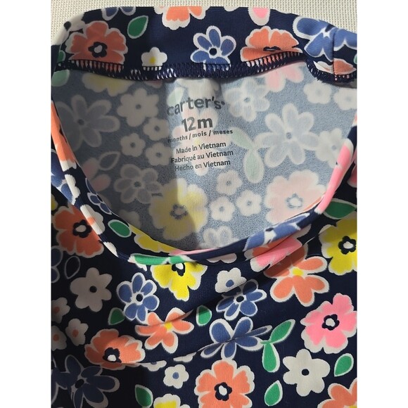 Carter's Baby Girls Colorful Floral  Long Sleeve Swim Top Multicolor. Size 12m - Picture 3 of 3